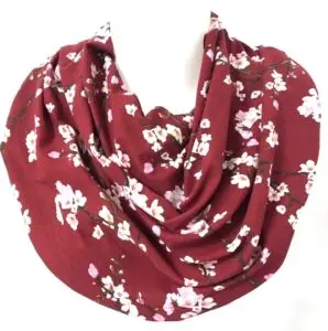 Schal für Erwachsene Burgund mit Blumen (240)