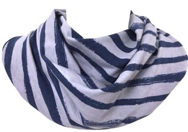 Scarf teenager light gray with wide blue stripe (241)