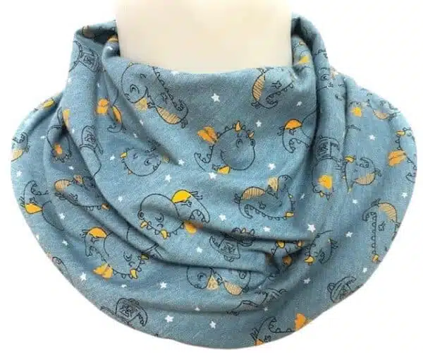 Scarf child blue with dragons (323)