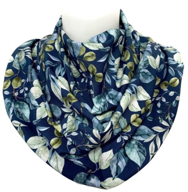 Scarf adults petrol with leaves (345)