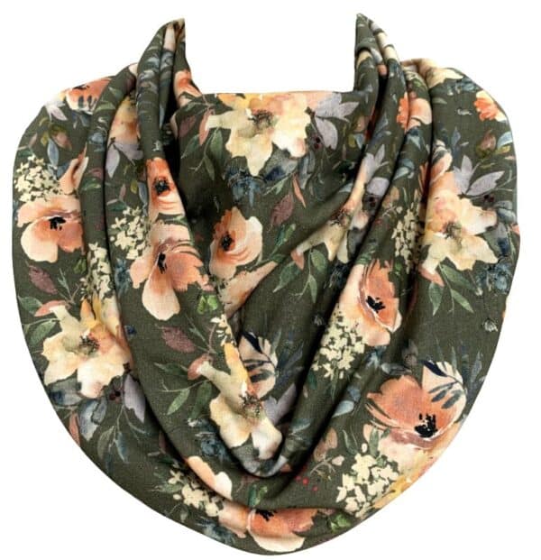 Scarf teenager green with flower design (344)