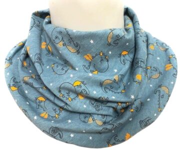 Sjaal kind blauw met draakjes (323)